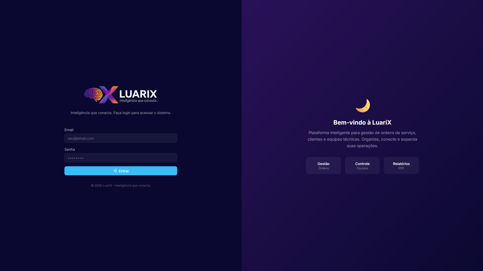 Tela de login do LuariX OS